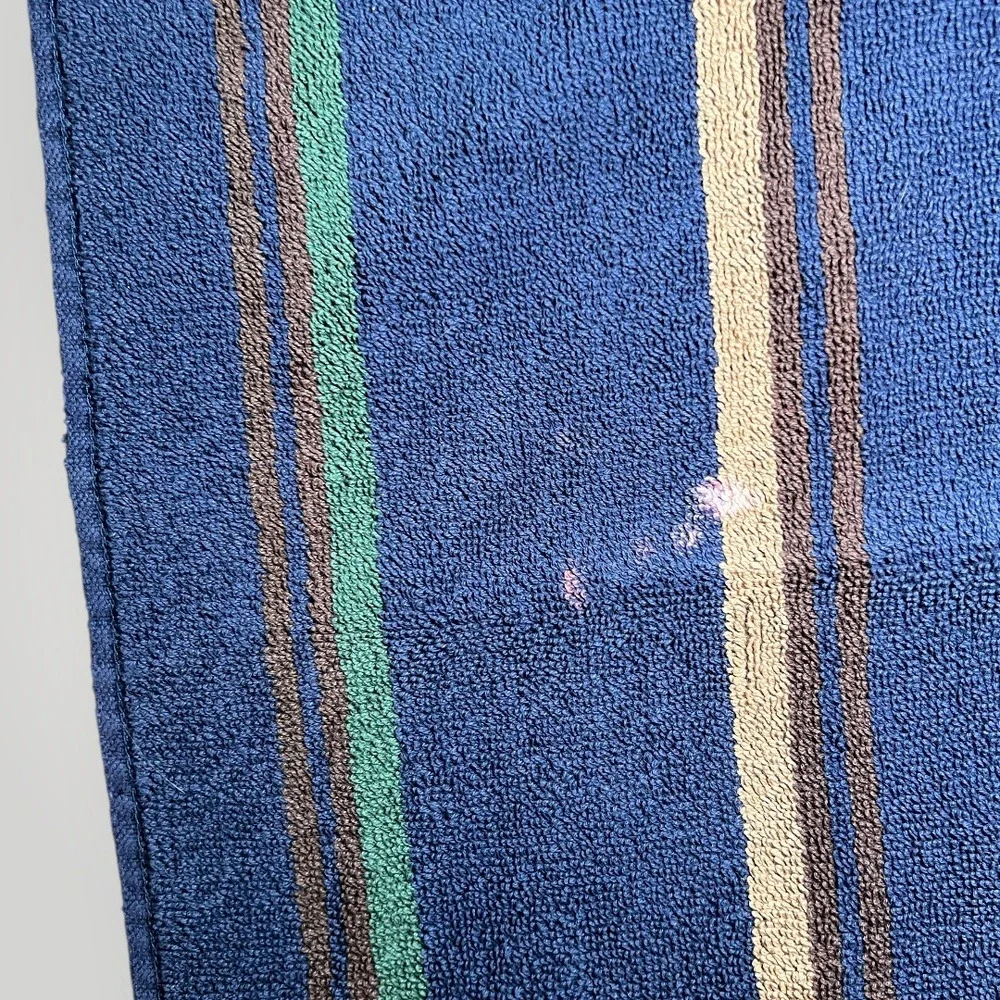 VTG 5 piece Lauren Ralph Lauren Towels Striped Cotton Terry Bath  Set Navy Green